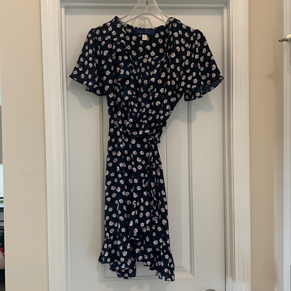 Blue Floral Wrap Dress
